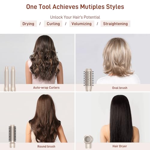 110,000 RPM 5-in-1 Rotating Hair Dryer Brush - Fast Drying, Curling, Straightening, No Heat Damage